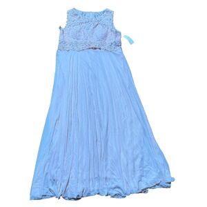 Blush Lace Chiffon Long Formal Gown Plus Size Wedding Guest Dress 2XL‎